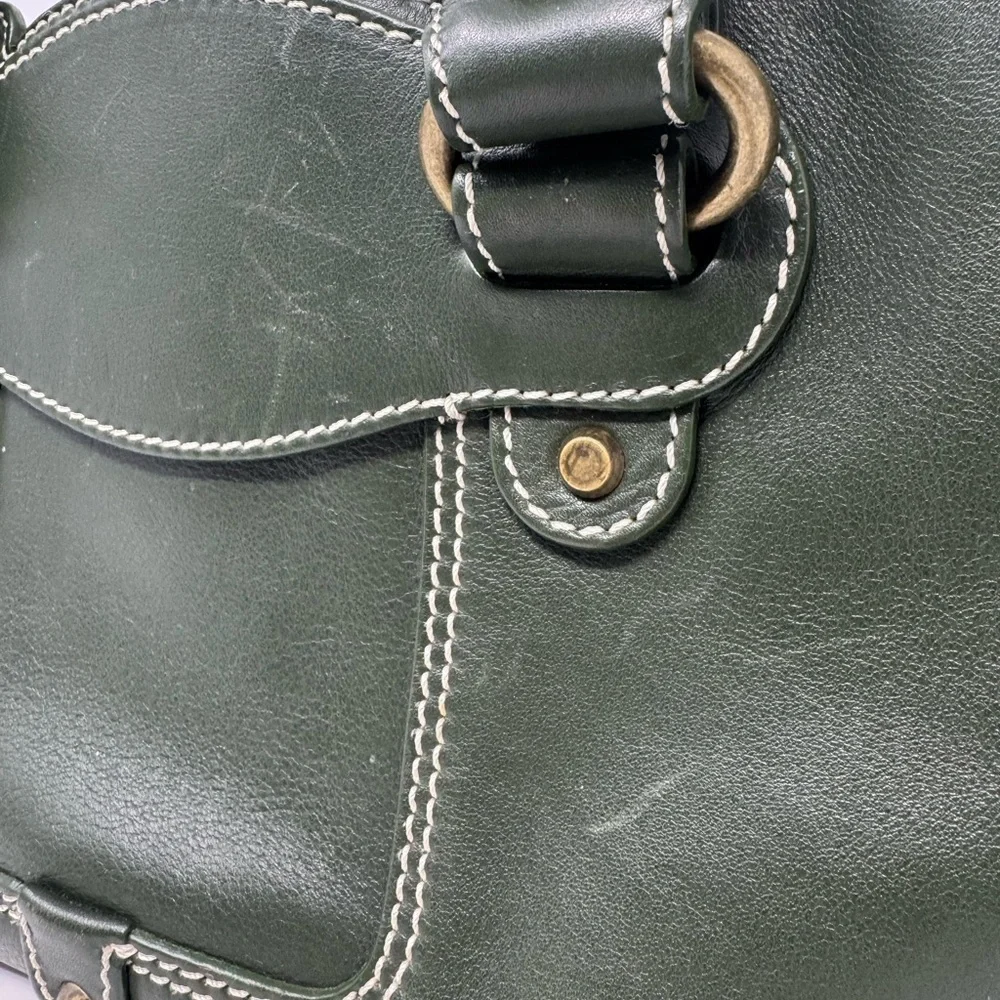 Celine Boogie Bag Vintage Green Leather Top Handle Handbag